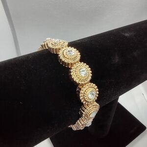 Vintage Gold &‎ Crystal Rhinestone Stretch Bracelet